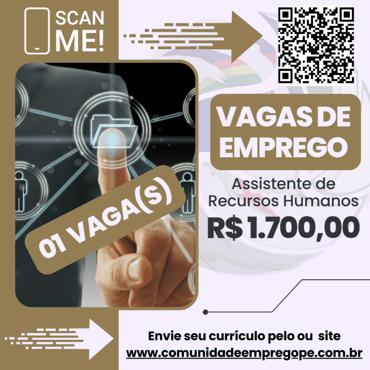 Assistente de Recursos Humanos com salário de R$ 1700,00 para segmento de consultoria de serviços