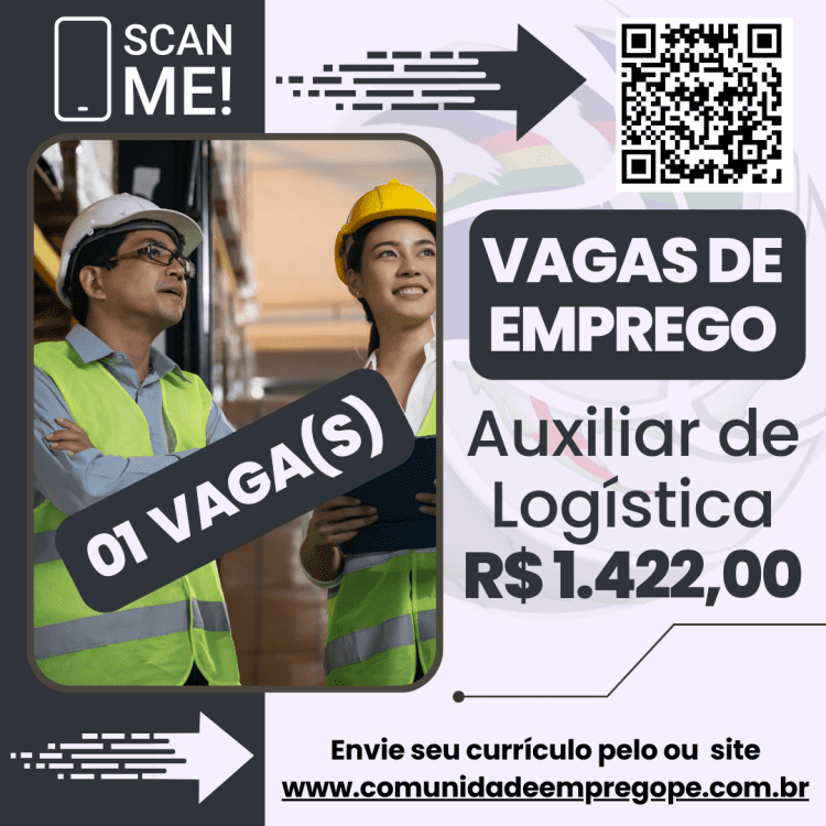 Auxiliar de Logística com salário de R$ 1422,00 para prestadora de serviços ambientais