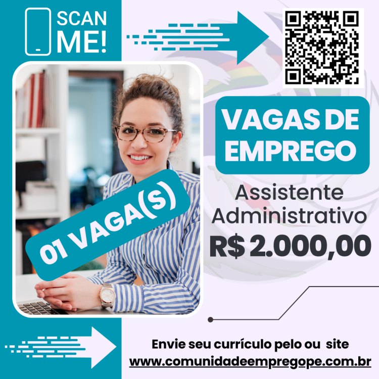 Assistente Administrativo de Pessoal com salário de R$ 2000,00 para serviços terceirização