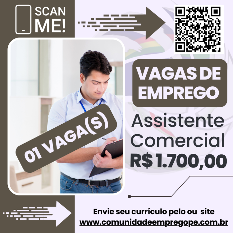 Assistente Comercial com salário de R$ 1700,00 para segmento de serviços de manutenção industrial