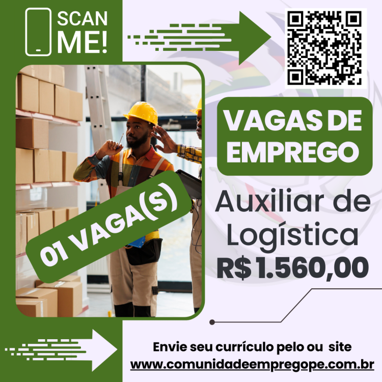 Auxiliar de Logística com salário de R$ 1560,00 para segemento de transportadora