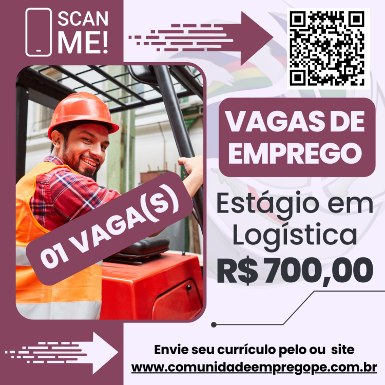 Estágio em Logística com bolsa de R$ 700,00 para empresa de transporte e logística