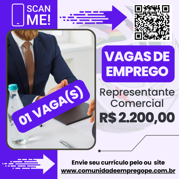 Representante Comercial com salário de R$ 2200,00 para segmento de serviços terceirizados