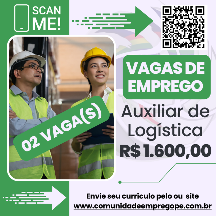 Auxiliar de Logística, 02 vagas com salário de R$ 1600,00 para terminal especializado no armazenamento