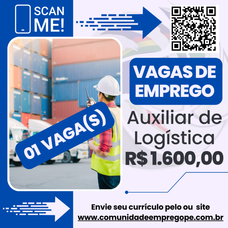 Auxiliar de Logística com salário de R$ 1600,00 para transportadora de produtos químicos