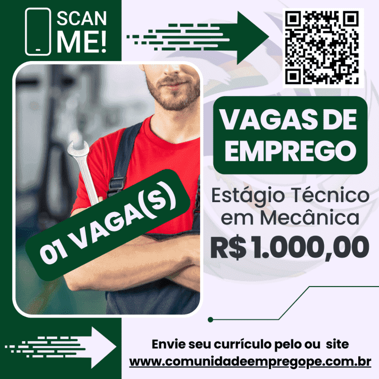 Estágio Técnico em Mecânica com bolsa de R$ 1000,00 para empresa de hidráulica e pneumática