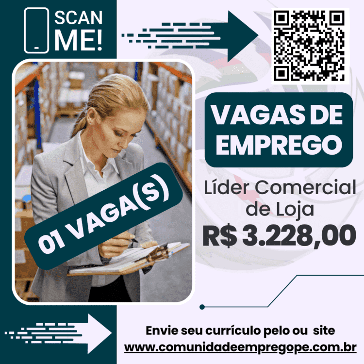 Líder Comercial de Loja com salário de R$ 3228,00 para segmento de companhia aérea