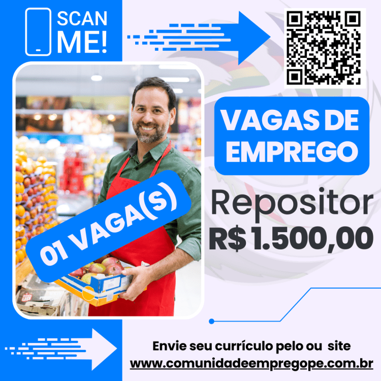 Repositor com salário de R$ 1500,00 para empresa no segmento de supermercado