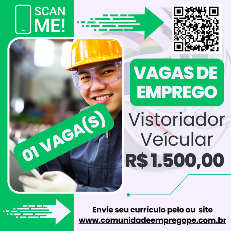 Vistoriador Veícular com salário de R$ 1500,00 para empresa de segmento automotivo