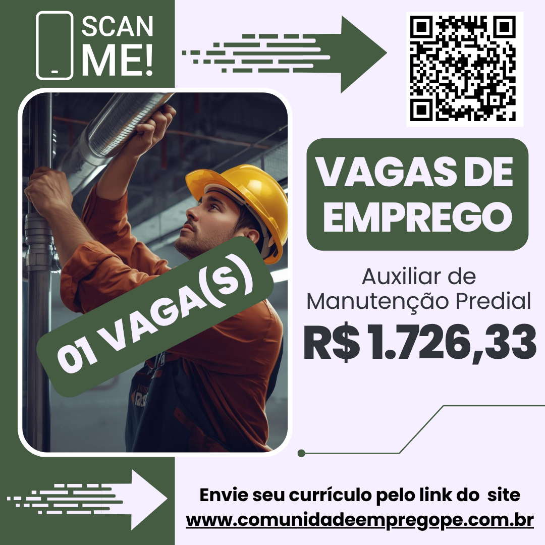 Auxiliar de Manutenção Predial com salário de R$ 1726,33 para empresa ...