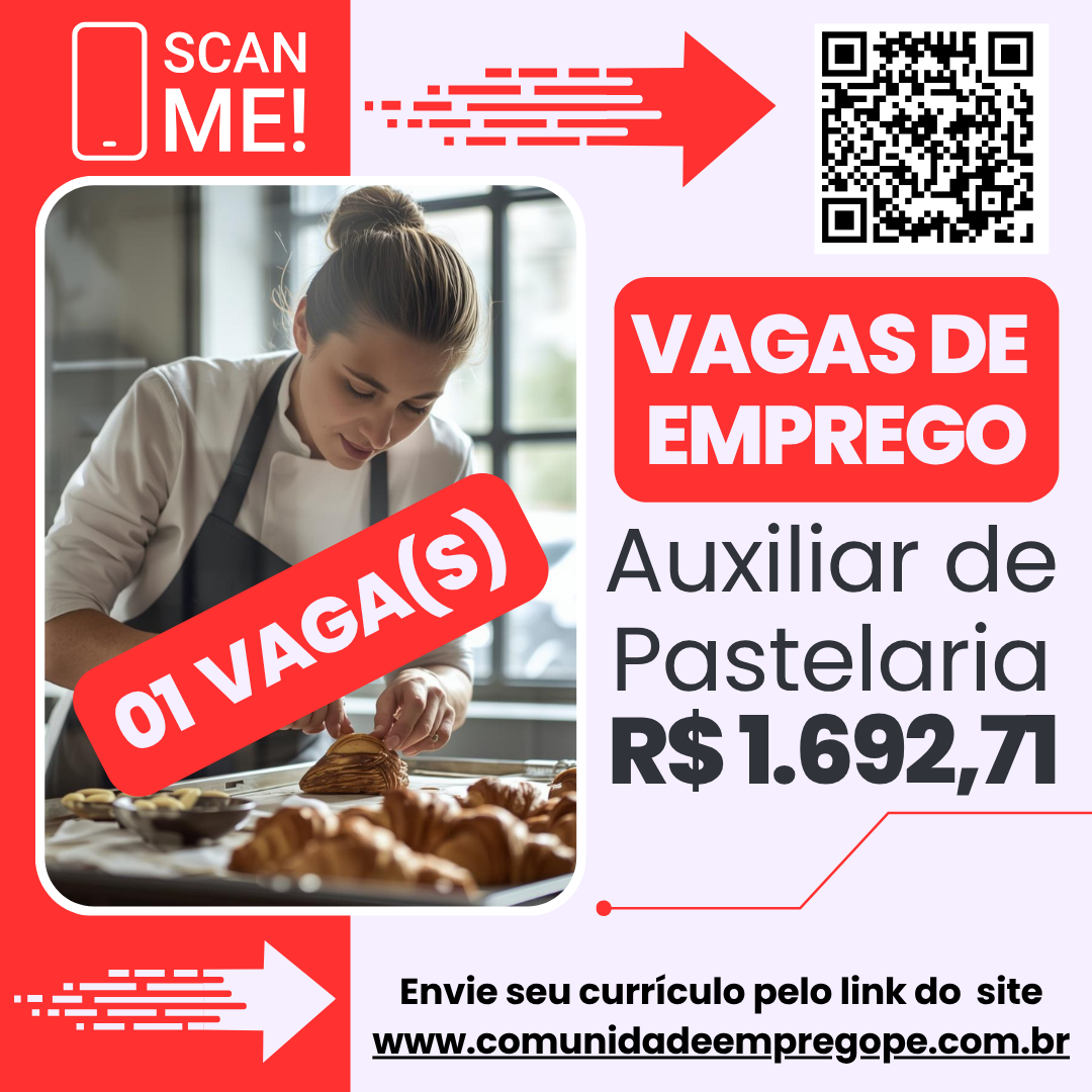 Auxiliar de Pastelaria com salário de R$ 1692,71 para empresa do ramo ...